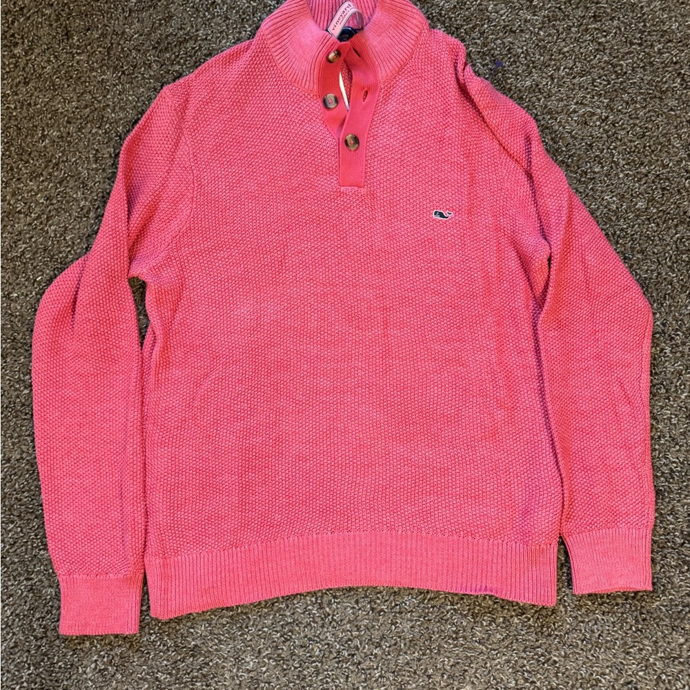 Vineyard Vines Coral Button-Up Sweater